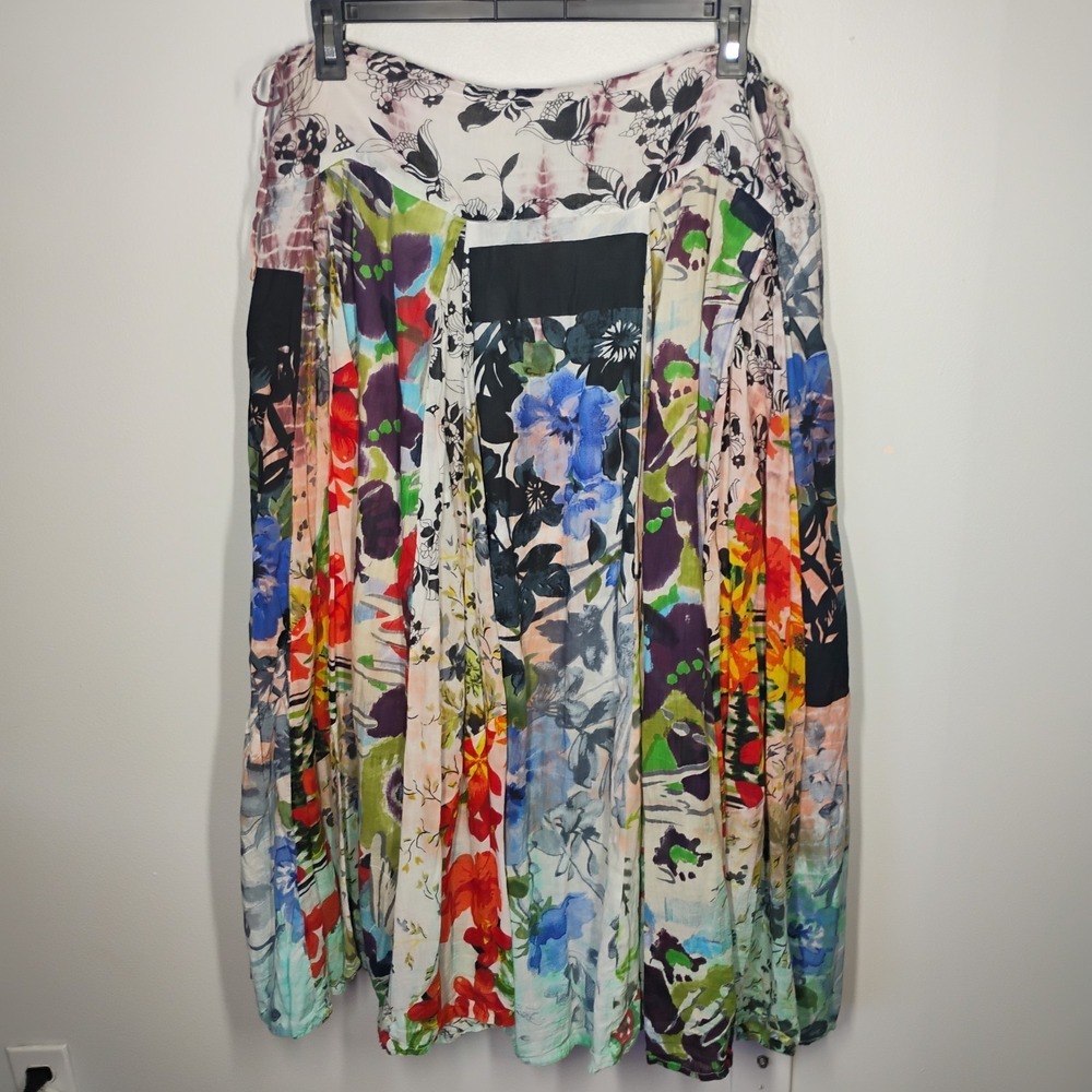 Sacred Threads Maxi Skirt Womens XL Boho Patchwork Floral Hippie Multicolor